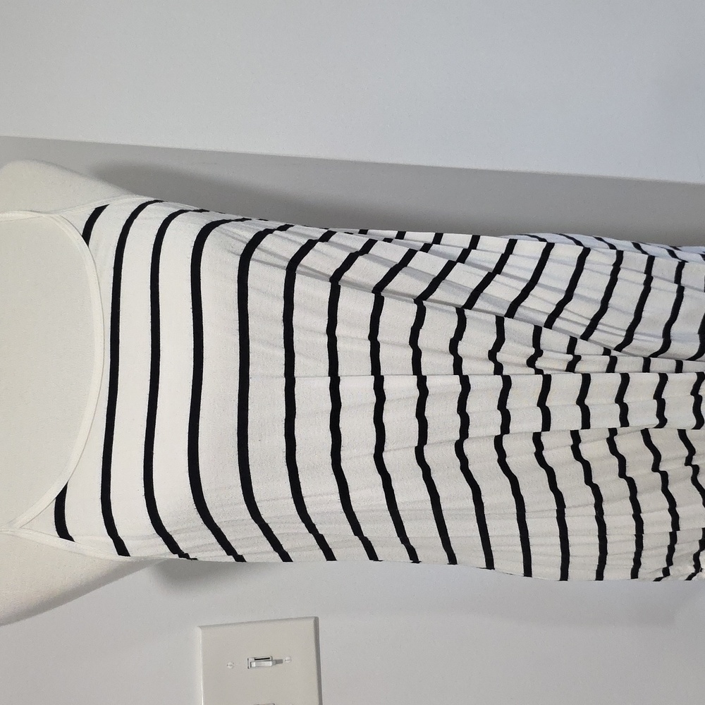 ZENANA med Black and White Striped Tank TopTunic Length Size